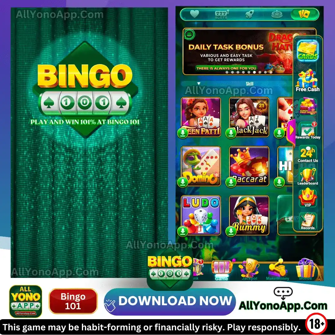 Bingo 101 App Interface